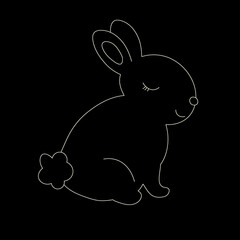Celestial Baby Bunny  in gold colors on black background. Little Rabbit. Hares Vector icon perfect for  interior posters, postcards, social media and more. 