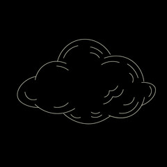 Celestial Cloud in gold colors on black background. Vector icon   perfect for  interior posters, postcards, social media and more.