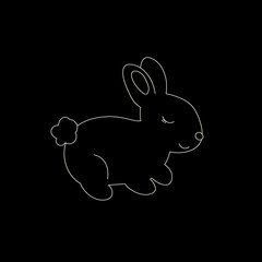 Celestial Baby Bunny  in gold colors on black background. Little Rabbit. Hares Vector icon perfect for  interior posters, postcards, social media and more. 