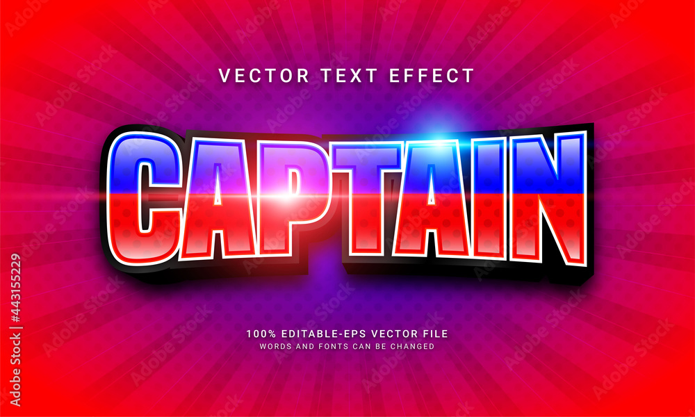 Poster captain editable text effect with super hero theme