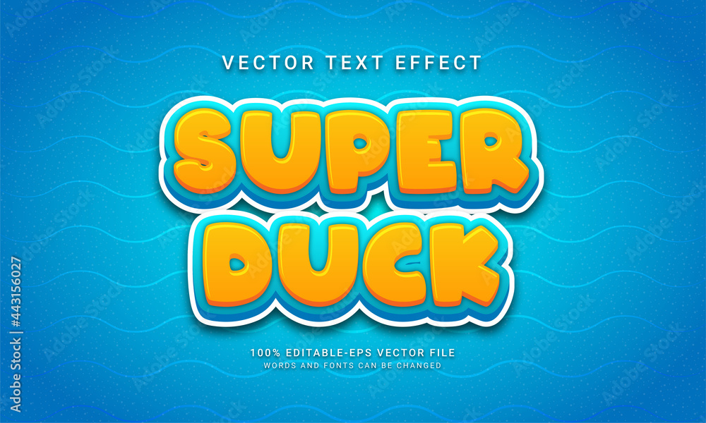 Poster super duck editable text effect with yellow color theme