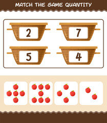 Match the same quantity of apple. Counting game. Educational game for pre shool years kids and toddlers