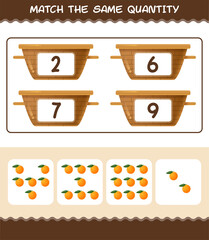 Match the same quantity of orange. Counting game. Educational game for pre shool years kids and toddlers