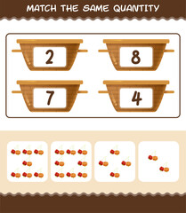 Match the same quantity of pitanga. Counting game. Educational game for pre shool years kids and toddlers