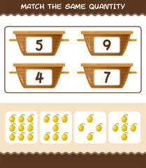 Match the same quantity of quince. Counting game. Educational game for pre shool years kids and toddlers
