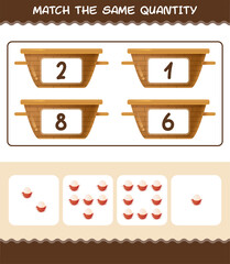 Match the same quantity of rambutan. Counting game. Educational game for pre shool years kids and toddlers