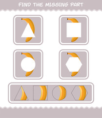 Find the missing parts of cartoon banana. Searching game. Educational game for pre shool years kids and toddlers