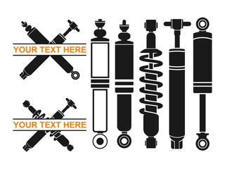 Car shock absorbers, auto service, repair, Suspension and Coil Spring, springs, Vector illustration isolated