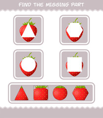 Find the missing parts of cartoon strawberry. Searching game. Educational game for pre shool years kids and toddlers