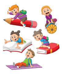 The collection of the children ride on the magic stationery