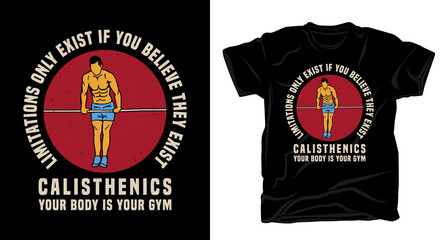 Calisthenics body weight exercise with typography t-shirt design - obrazy, fototapety, plakaty