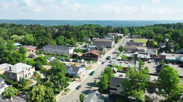 Aerial scene of downtown Ancaster, Ontario, Canada 4K