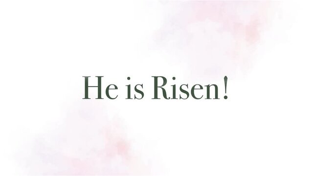 He is risen text animation on watercolor background. Stock video