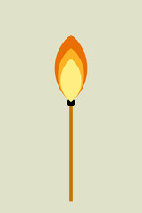 Vector illustration of match with flame.