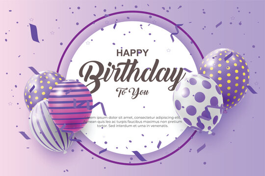happy birthday greeting template with balloon - happy birthday card with balloons and cons