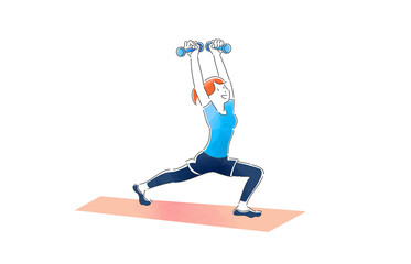 エクササイズをする若い女性　ダンベル