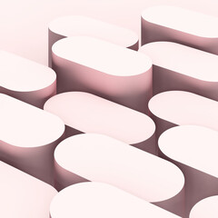 3d render image bird eye perspective view light pink podium with light pink background for product display advertisement.