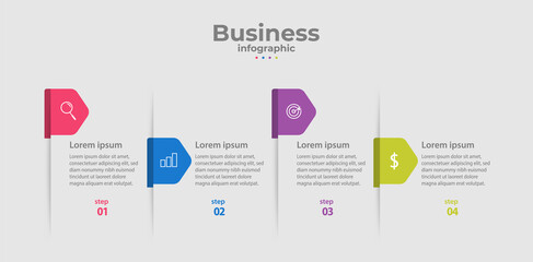 Business info graphic element with 4 options, steps, number template design