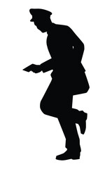 Postman silhouette vector on white background