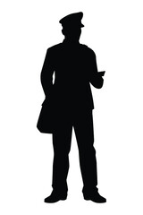 Postman silhouette vector on white background