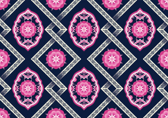 Ethnic Abstract retro geometric embroidery repeating texture fabric Vector oriental pattern illustration 