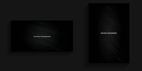 Dark background set with abstract blue lines in the middle for banners, card backgrounds, covers, social media backgrounds