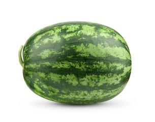 Striped watermelon fruit on white background