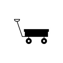 Garden trolley icon in solid black flat shape glyph icon, isolated on white background 