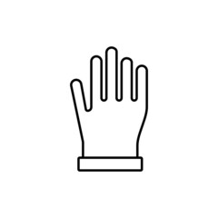 Fototapeta na wymiar Rubber Gloves icon in flat black line style, isolated on white background 