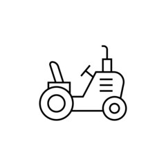 Mini tractor icon in flat black line style, isolated on white background 