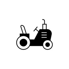 Mini tractor icon in solid black flat shape glyph icon, isolated on white background 