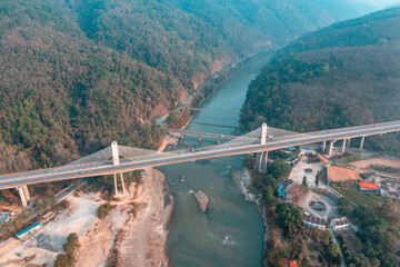 airial the bridge over the river