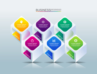 Presentation business infographic template colorful with 6 step