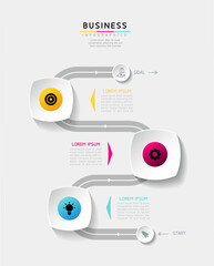 Vector illustration infographics design template, business information, presentation chart, with 3 options or steps. 