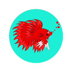 The illustration design of the red betta fish icon with a circle background, can be used as a logo