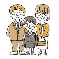 入学式に出席する子供と保護者