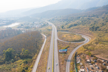aerial view of highway