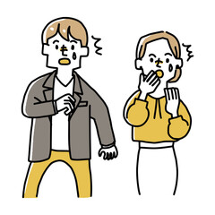驚いている男女