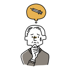 ワクチン接種について悩む高齢男性