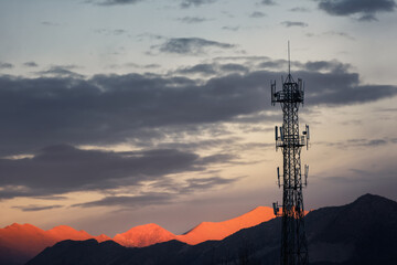 telecommunication tower in the morning