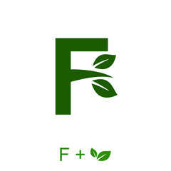 Letter F with a leaf concept. Very suitable in various natural business purposes also for icon, symbol, logo and many more.