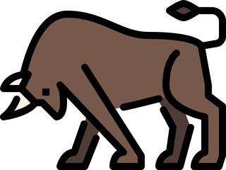 bull color outline icon