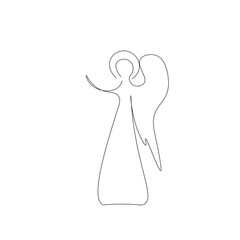 Christmas angel sketch silhouette line drawing vector illustration