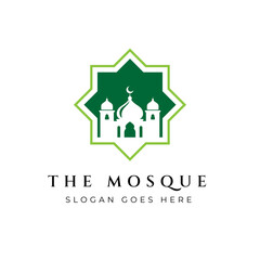 Fototapeta premium Mosque icon silhouette logo vector illustration design template