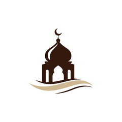Obraz premium Mosque icon silhouette logo vector illustration design template