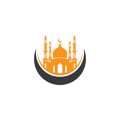 Mosque silhouette icon silhouette logo vector illustration design template