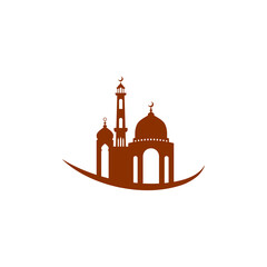 Mosque icon silhouette logo vector illustration design template