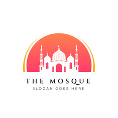 Islamic center icon silhouette logo design template with mosque vector illustration