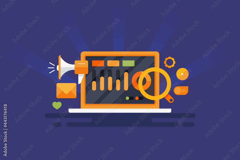 Poster digital marketing work progress and performance audit, seo report, keyword ranking data displaying a