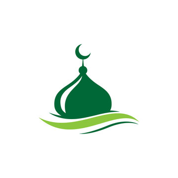 Dome mosque icon silhouette logo vector illustration design template